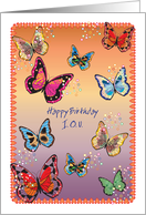 Birthday I. O. U. for her, colorful butterflies card
