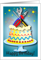 Birthday for Handyman, cake, tools card