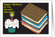 Birthday for Librarian, books, cupcake card