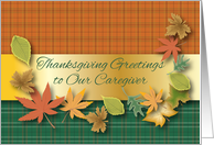 Thanksgiving Greetings to Caregiver, leaves card