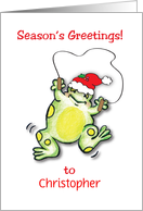 Customized Season’s Greetings to Physical Therapist, frog card