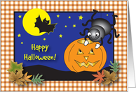 Halloween, spider theme, bat card