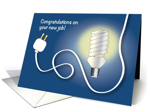 Congratulations, new electrician job, light bulb card (1081134)