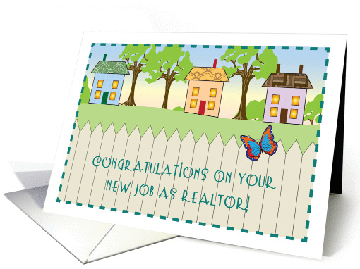Congratulations, new realtor job, houses card (1081988)