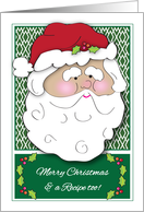 Christmas Recipe Card, Santa, holly card