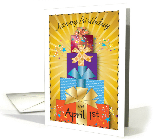 April Fools' Birthday, presents, stars card (1085186)