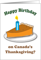 Birthday on Canadian Thanksgiving, pumpkin pie card