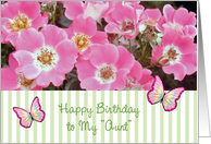 Birthday for Aunt, roses, butterflies card