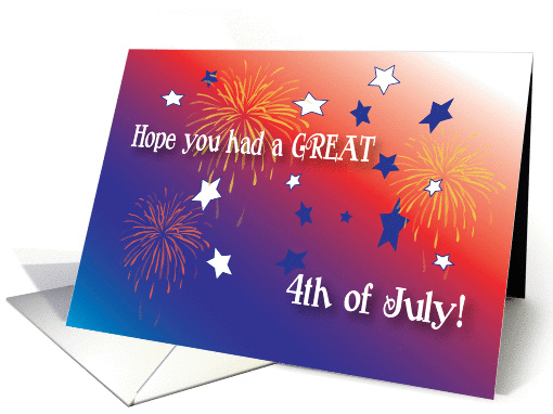 Belated 4th of July, stars, fireworks card (1092438)