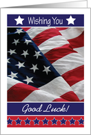 Good Luck, patriotic theme, flag, stars card