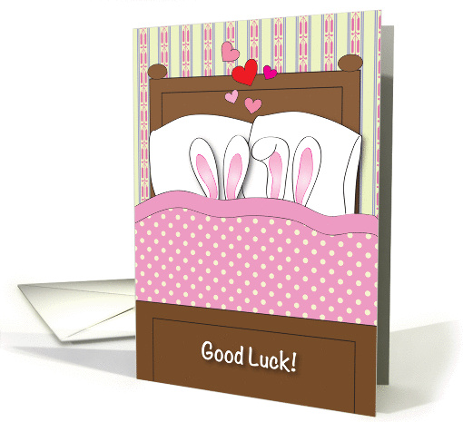 Good Luck in Love, bunnies, hearts card (1106908)