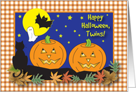 Halloween for Twins, jack-o-lanterns card