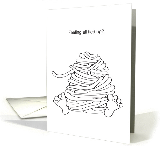 Encouragement, all tied up, cartoon card (1112598)