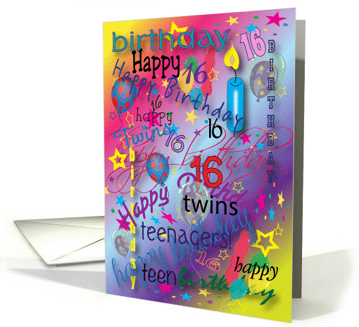 Happy Birthday, Teen Twins, 16, boy, girl card (1180556)