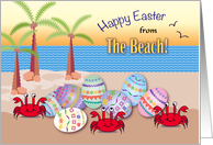 Easter, beach, ocean, crabs, eggs card