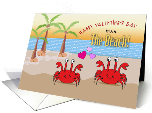 Happy Valentine's Day, from the beach, crabs card (1200284)