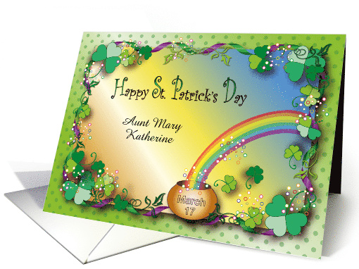 Happy St Patrick's Day to Aunt, custom name shamrocks card (1201604)