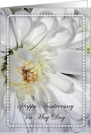 Anniversary on May Day, white mum card