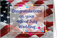 Congratulations, 4th of July Wedding, flag, stars card