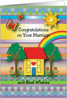 Congratulations, wedding, primitive/folk art card