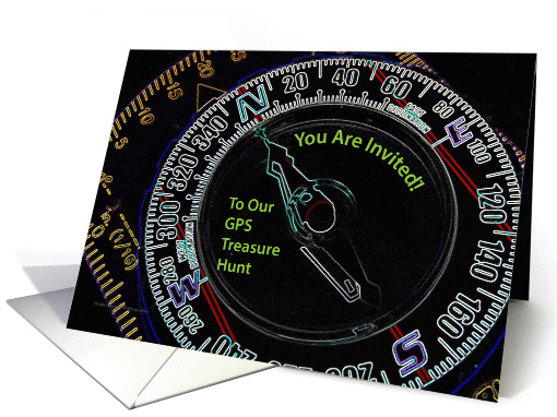 Invitation, GPS Treasure Hunt, compass card (1274114)