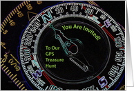 Invitation, GPS Treasure Hunt, compass card