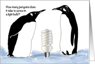 Cartoonist Day, May 5th, penguins, light bulb card