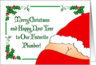 Christmas Card for Plumber, Santa card