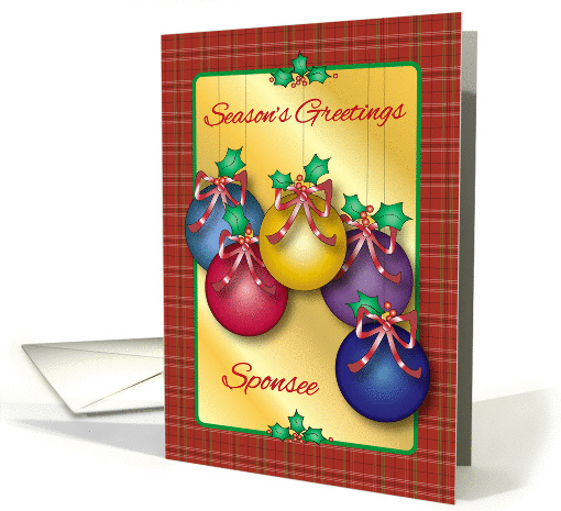 Christmas for Sponsee, ornaments, holly card (1286672)