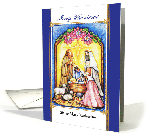 Personalized Christmas, for Nun, Nativity card (1288590)