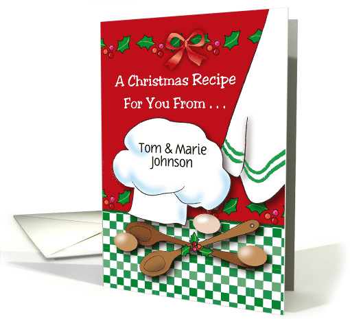 Personalized Christmas Recipe, chef's hat card (1288972)
