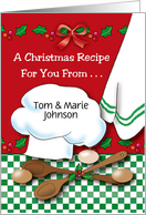 Personalized Christmas Recipe, chef’s hat card