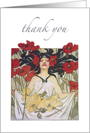 Thank You, Art Nouveau theme, flowers card
