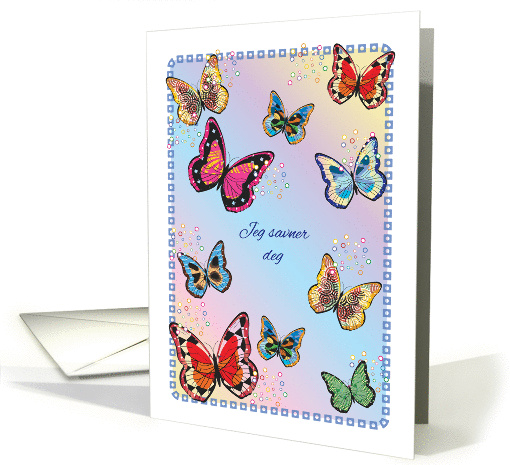 I miss you in Norwegian, butterflies, blank card (1309390)