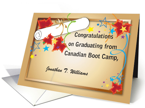 Congratulations, Graduation Canadian Boot Camp card (1317006)