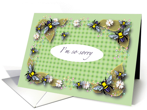 Bee theme apology, bumble bees card (1323128)