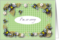 Bee theme apology, bumble bees card