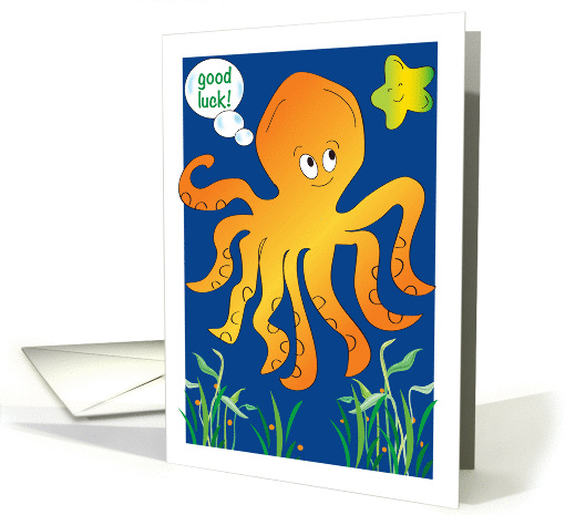 Sea-themed Good Luck, octopus, star fish card (1334018)