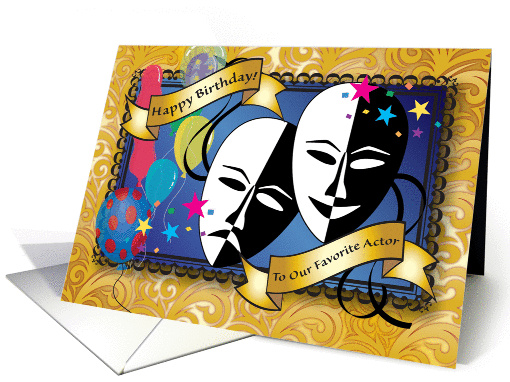 Happy Birthday to Actor, drama masks card (1336694)