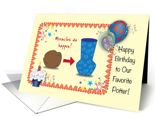 Happy Birthday to Potter, clay, vase card (1338288)