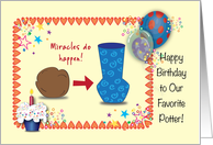Happy Birthday to Potter, clay, vase card