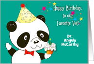 Custom Birthday for Vet, panda, stars card