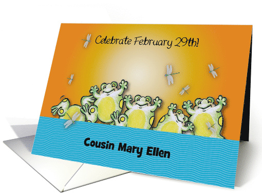 Custom name Leap Year Day, frogs card (1340228)