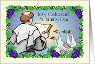 St. Martin’s Day, monk, geese, grapes card