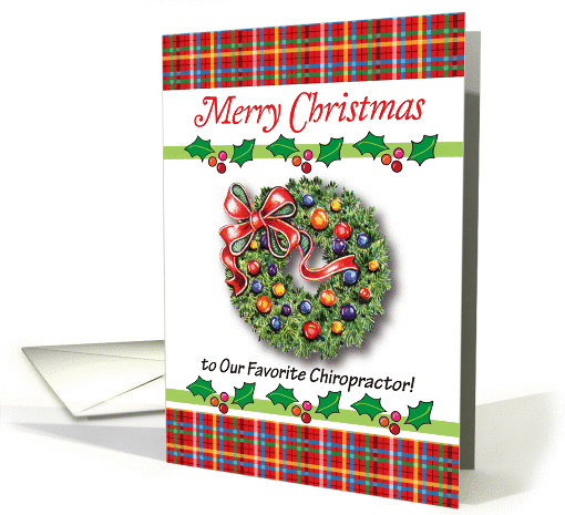 Christmas for Chiropractor, wreath card (1346362)