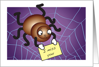 Cartoon Spider Missing You, blank card