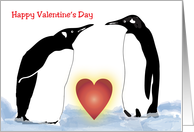Penguin Valentine, heart card