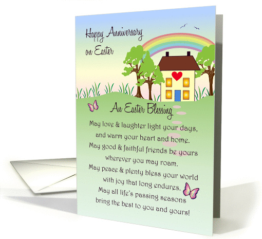 Anniversary on Easter, house, poem card (1355564)
