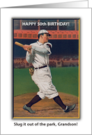 50th Birthday for Grandson, baseball card