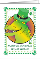 Gator St Patrick’s Day, hat, shamrocks card